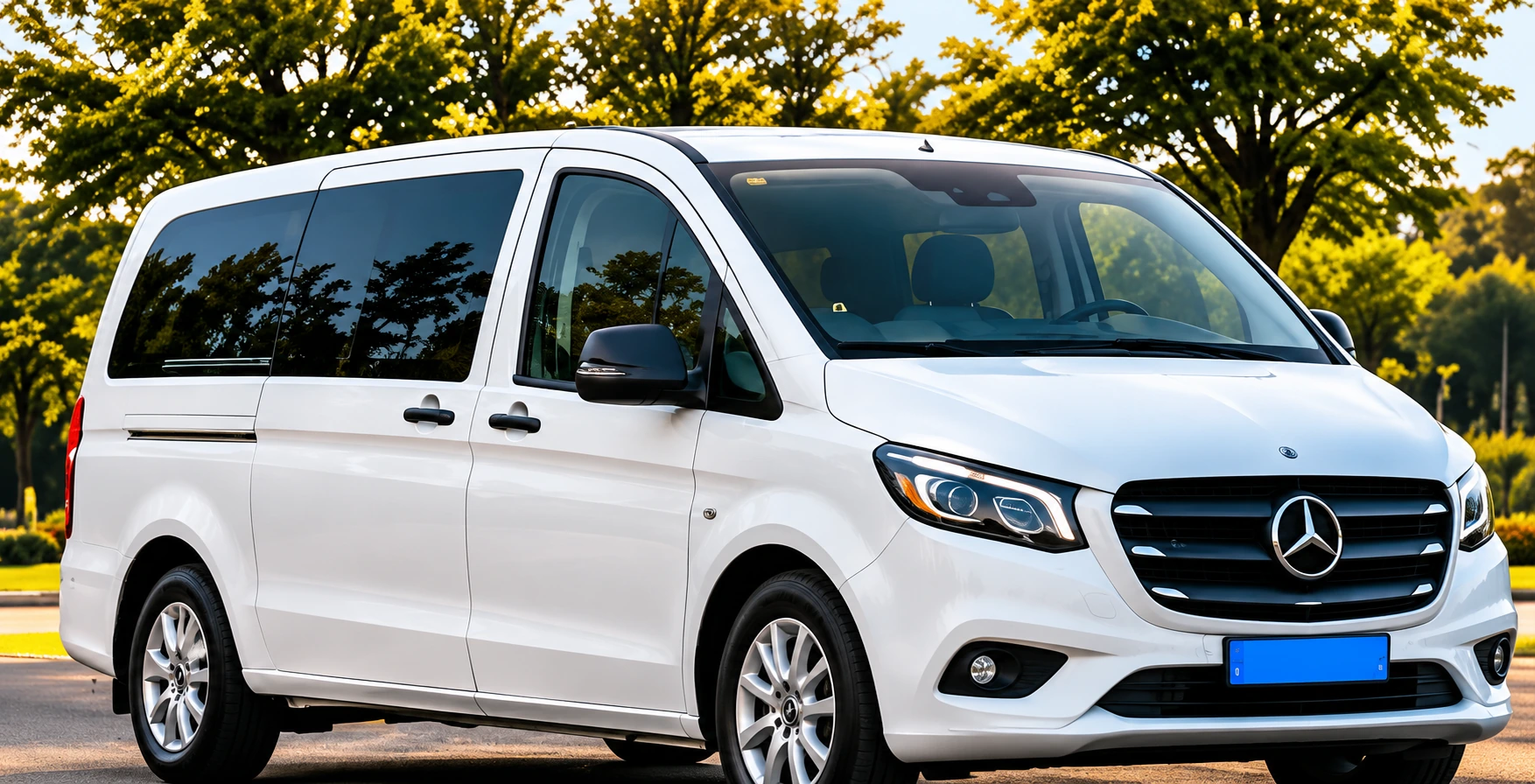 witte Mercedes-Benz eVito voor schoolvervoer